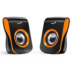 Genius Lautsprechers SP-Q180, 2.0, 6W, schwarz-orange, Lautstärkeregler, mit Standfuss, 150Hz-20kHz